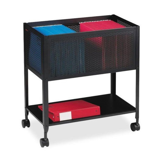 Lorell Steel Mesh Mobile File 1-Drawer Filing Cart - 24 x 13.25 x 27.5 - Black