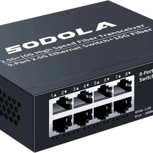 SODOLA 8-Port Unmanaged 2.5G Switch,8 x 2.5GBASE-T Ports,1X10G SFP+,100Gbps Switching Capacity, Fanless, Metal，Plug & Play 2.5Gb Network Switch